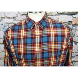 MAKER & COMPANY Mens Shirt Colorful Plaid Button Down Collar All Cotton XL